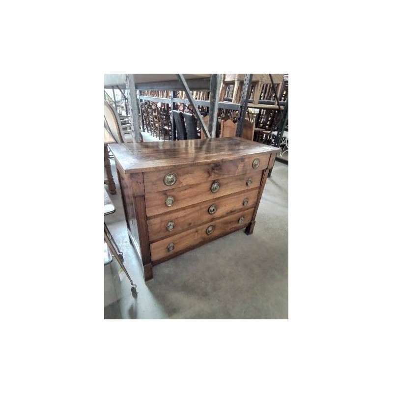 COMMODE EMPIRE BOIS 4 TIROIRS GARNITURES BRONZE 