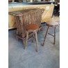 BAR ET SES 2 TABOURETS BOIS STYLE BRUTALISTE 