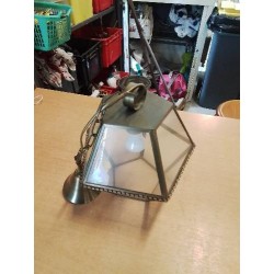 LANTERNE MÉTAL DORÉ ET VERRE 