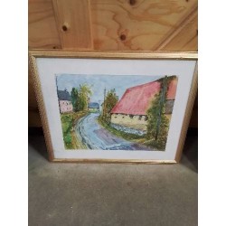 AQUARELLE RUE VILLAGEOISE