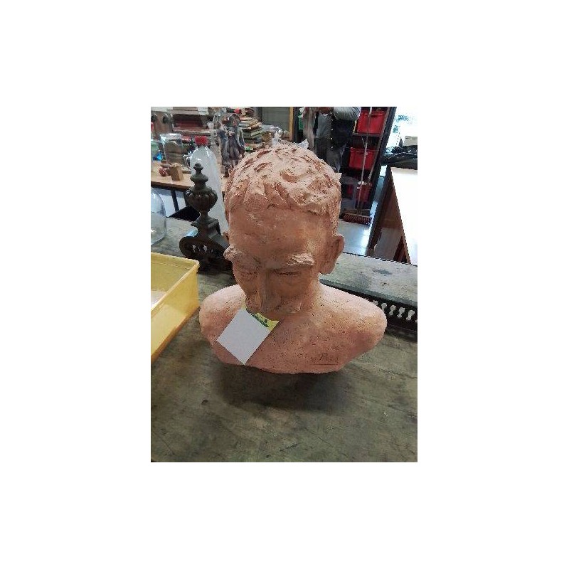 SCULPTURE BUSTE HOMME TERRE CUITE 36CM