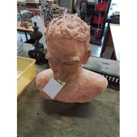 SCULPTURE BUSTE HOMME TERRE CUITE 36CM