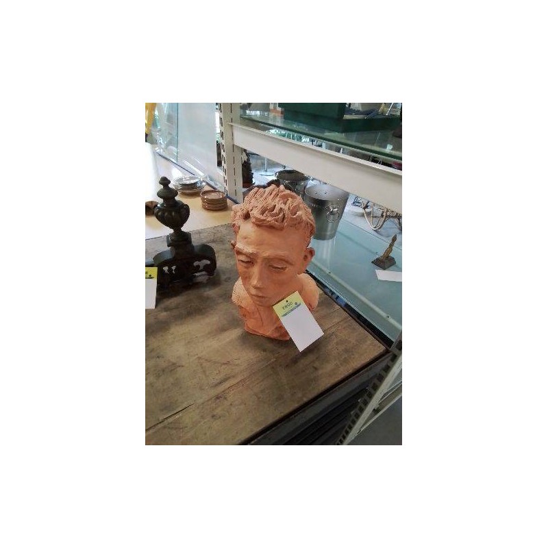 SCULPTURE BUSTE HOMME TERRE CUITE 30CM