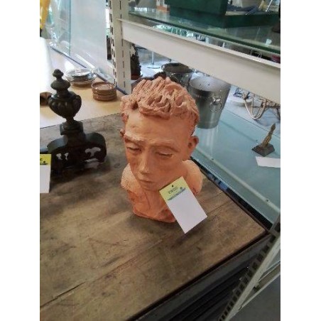 SCULPTURE BUSTE HOMME TERRE CUITE 30CM