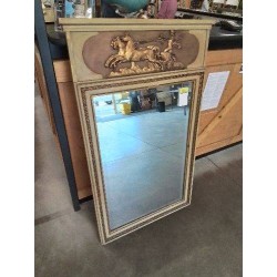 TRUMEAU BOIS DORÉ DÉCOR CHAR ANTIQUE TIRÉ PAR DES CHEVAUX 127X76CM 