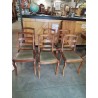6 CHAISES BOIS CLAIR ASSISE TISSU BRONZE STYLE RESTAURATION 