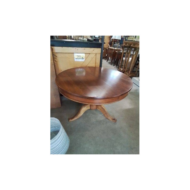 TABLE RONDE EXTENSIBLE PIED FUT CENTRAL BOIS CLAIR 110X75CM 2RALLONGES 48CM