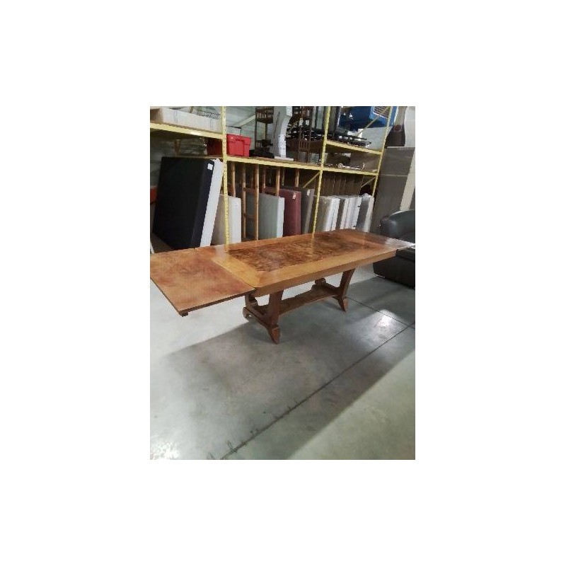 TABLE RECTANGULAIRE EXTENSIBLE ART DÉCO BOIS 180X95X73CM 2RALLONGES 45CM