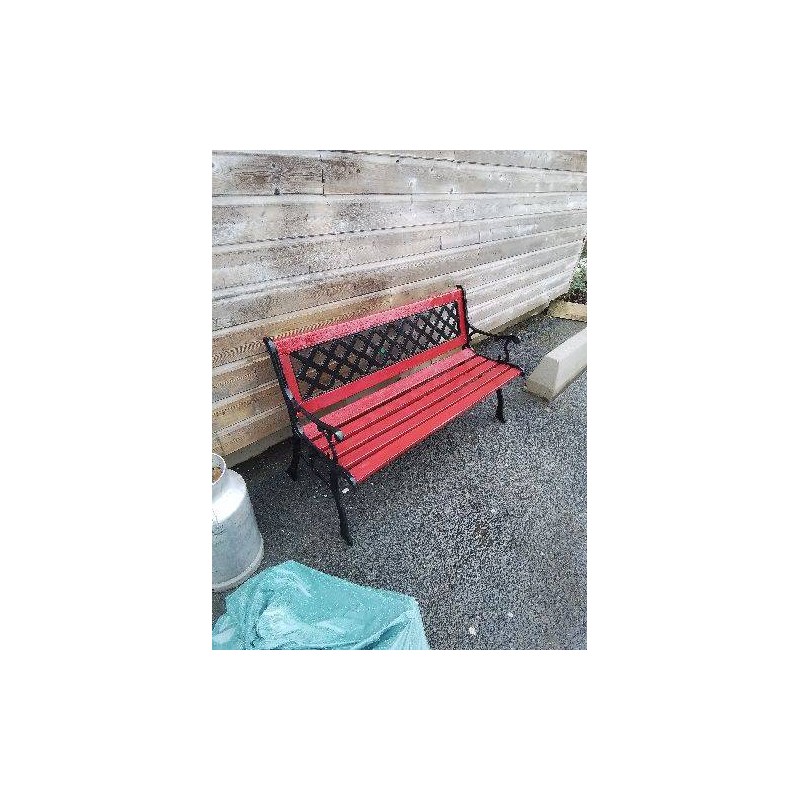 BANC DE JARDIN ASSISE LATTES ROUGE DOSSIER A CROISILLONS 