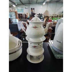 TISANIERE CÉRAMIQUE BLANC LISERÉ DORÉ 