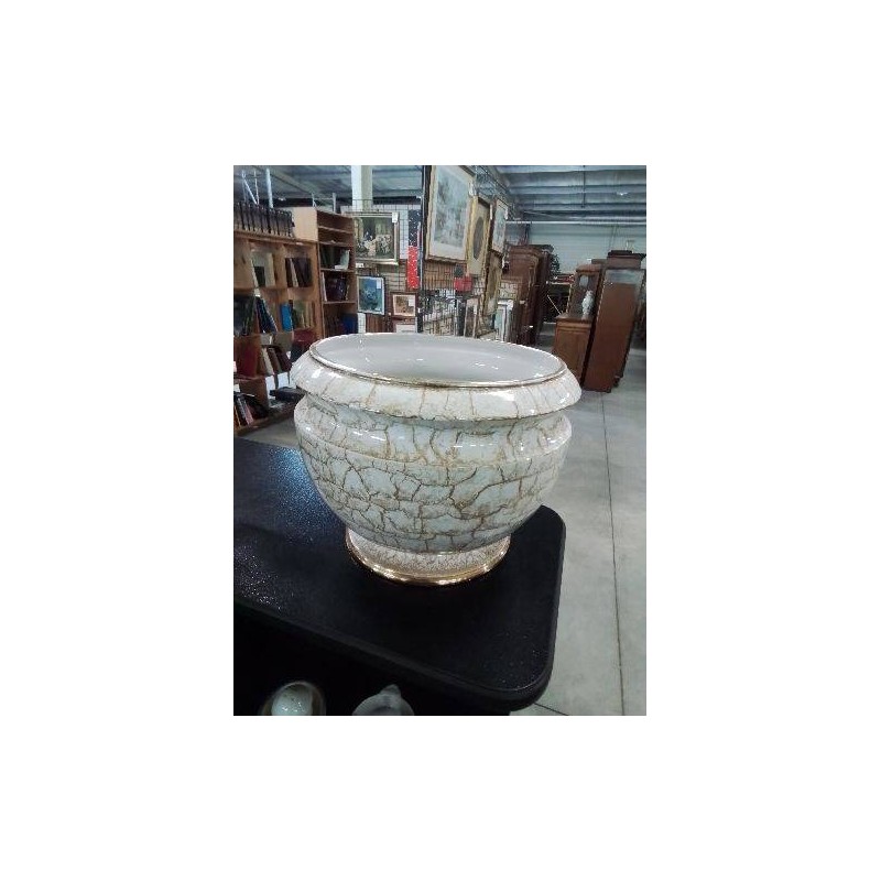 CACHE POT CÉRAMIQUE ÉCRU DORÉ LANCEL PARIS
