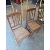 PAIRE DE CHAISES BOIS GRAVÉ AUX FLEURS ASSISE CANNÉE ANNÉES 40