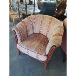 FAUTEUIL CLUB BOIS CAPITONNÉ TISSU ORANGÉ 