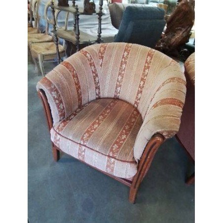 FAUTEUIL CLUB BOIS CAPITONNÉ TISSU ORANGÉ 