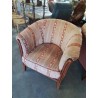 FAUTEUIL CLUB BOIS CAPITONNÉ TISSU ORANGÉ 