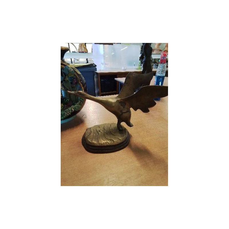 STATUETTE CANARD MÉTAL DORÉ 