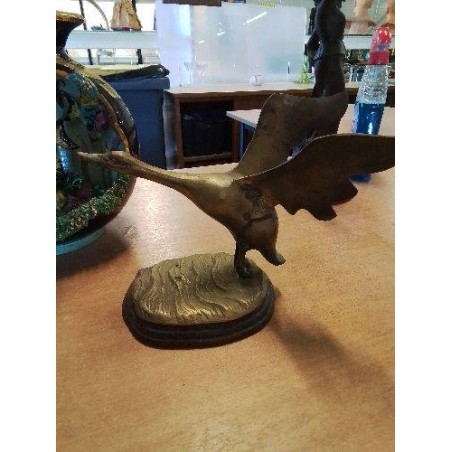 STATUETTE CANARD MÉTAL DORÉ 