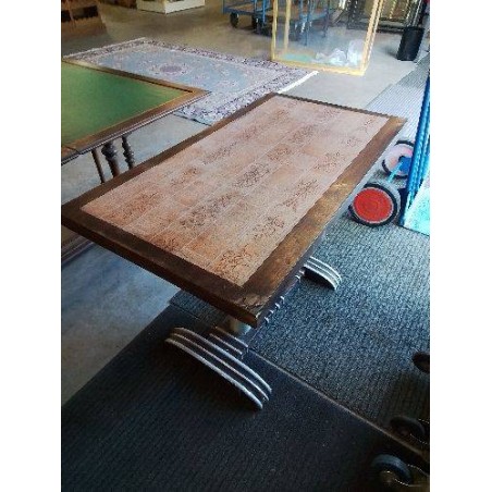 TABLE BISTROT RECTANGULAIRE BOIS DEBUT PIÈTEMENT GAINÉ MÉTAL XXE 