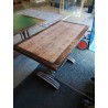 TABLE BISTROT RECTANGULAIRE BOIS DEBUT PIÈTEMENT GAINÉ MÉTAL XXE 