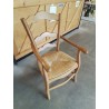 FAUTEUIL DE CHEMINÉE BOIS CLAIR PAILLÉ DOSSIER CHANTOURNÉ 