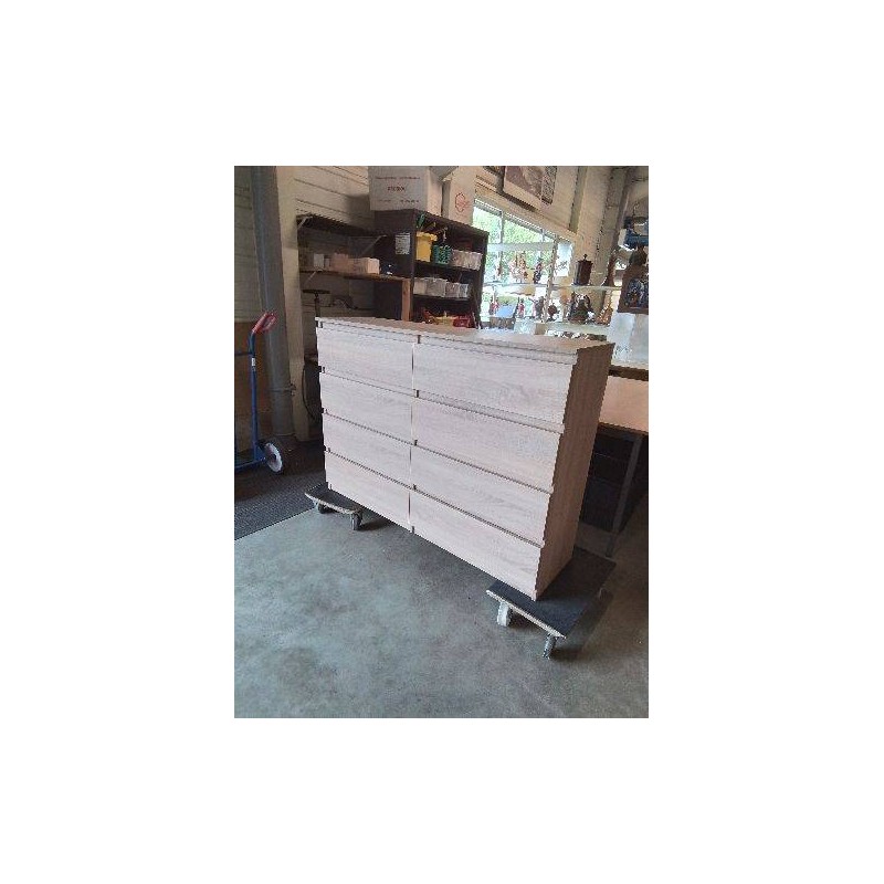 COMMODE BOIS CLAIR 8 TIROIRS 