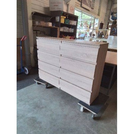 COMMODE BOIS CLAIR 8 TIROIRS 