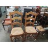 PAIRE DE CHAISES BOIS PAILLÉ HAUT DOSSIER 3 BARREAUX CINTRES 
