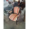 FAUTEUIL NAPOLÉON III BOIS NOIRCI TISSU ORANGÉ STYLE LOUIS XVI 