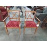 FAUTEUIL BOIS CLAIR TISSU ROUGE STYLE DIRECTOIRE 