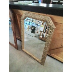 MIROIR RECTANGULAIRE A PANS COUPES BOIS DORÉ STYLE LOUIS XVI 76X108