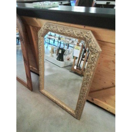 MIROIR RECTANGULAIRE A PANS COUPES BOIS DORÉ STYLE LOUIS XVI 76X108