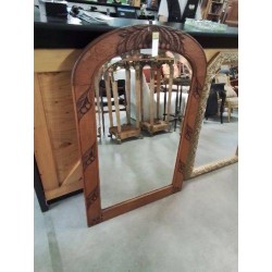 MIROIR ART DECO RECTANGULAIRE CINTRÉ BOIS SCULPTÉ 80X120