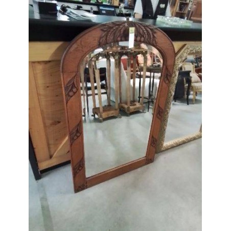 MIROIR ART DECO RECTANGULAIRE CINTRÉ BOIS SCULPTÉ 80X120