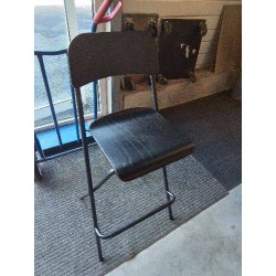TABOURET DE BAR PLIANT MÉTAL NOIR ET BOIS NOIR WENGE 
