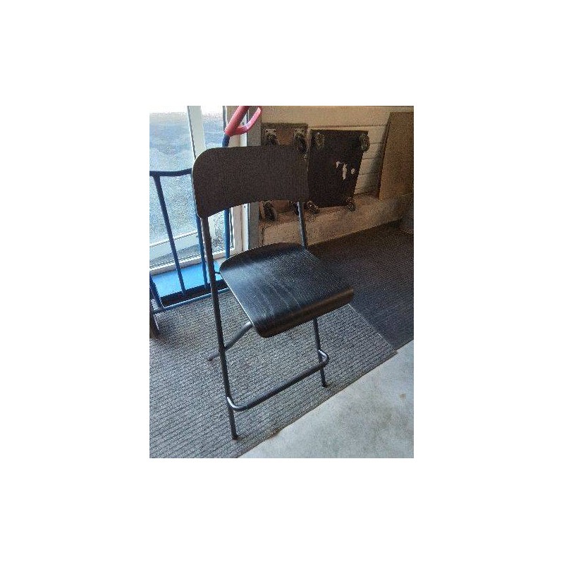 TABOURET DE BAR PLIANT MÉTAL NOIR ET BOIS NOIR WENGE 