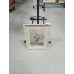 AQUARELLE NATURE MORTE AU VASE DE FLEURS CECILE PELLISIER XXE 27X38