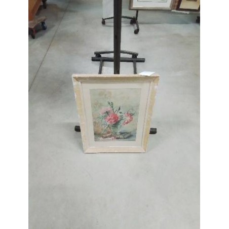 AQUARELLE NATURE MORTE AU VASE DE FLEURS CECILE PELLISIER XXE 27X38
