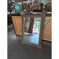 MIROIR RECTANGULAIRE BOIS ET STUC DORÉ FIN XIXE 85X123 
