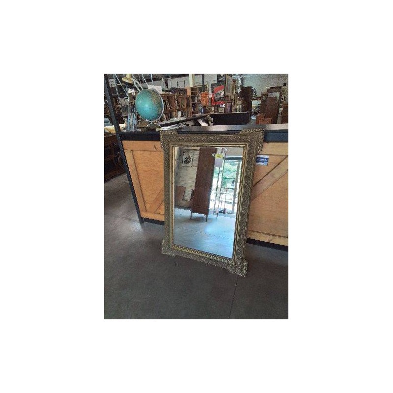 MIROIR RECTANGULAIRE BOIS ET STUC DORÉ FIN XIXE 85X123 