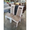PAIRE DE CHAISES DOSSIER A POIGNÉE BOIS ECRU CAPITONNÉ PU TAUPE