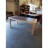TABLE RECTANGULAIRE A RALLONGES PAPILLON 2X45CM BOIS ECRU ET TAUPE 180CM