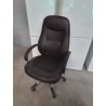 FAUTEUIL DE BUREAU A ROULETTES PIÈTEMENT MÉTAL CHROMÉ ASSISE CUIR NOIR DOSSIER RÉGLABLE 