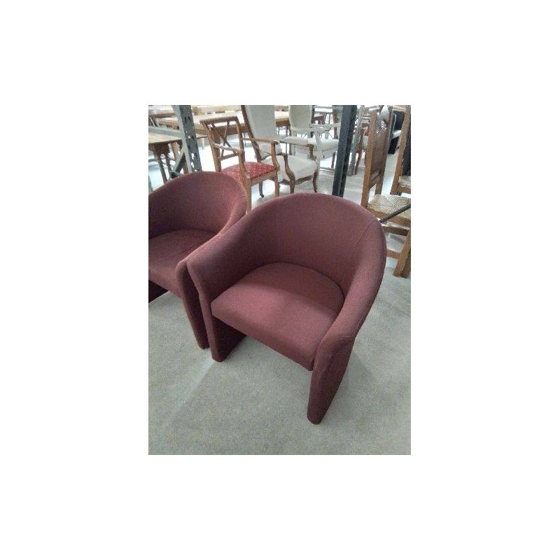 FAUTEUIL GONDOLE TISSU GRENAT 