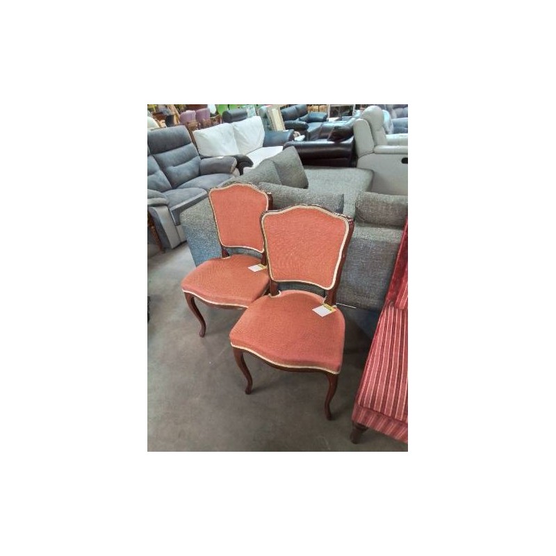 PAIRE DECHAISE DOSSIER MOUSTACHE BOIS CAPITONNÉ TISSU ORANGÉ 