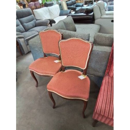 PAIRE DECHAISE DOSSIER MOUSTACHE BOIS CAPITONNÉ TISSU ORANGÉ 
