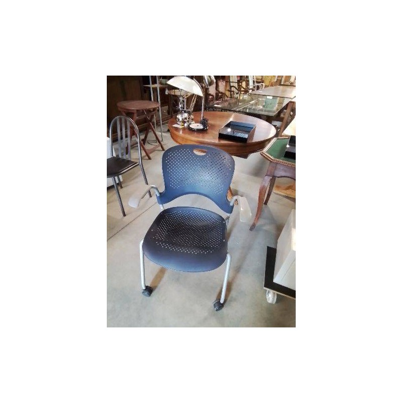 FAUTEUIL D’ACCEUIL SUR ROULETTES MÉTAL ET RESINE GRIS HERMAN MILLER