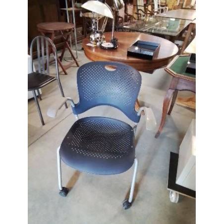 FAUTEUIL D’ACCEUIL SUR ROULETTES MÉTAL ET RESINE GRIS HERMAN MILLER