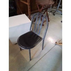  CHAISE MÉTAL ET CUIR NOIR ROBERT MALLET STEVENS