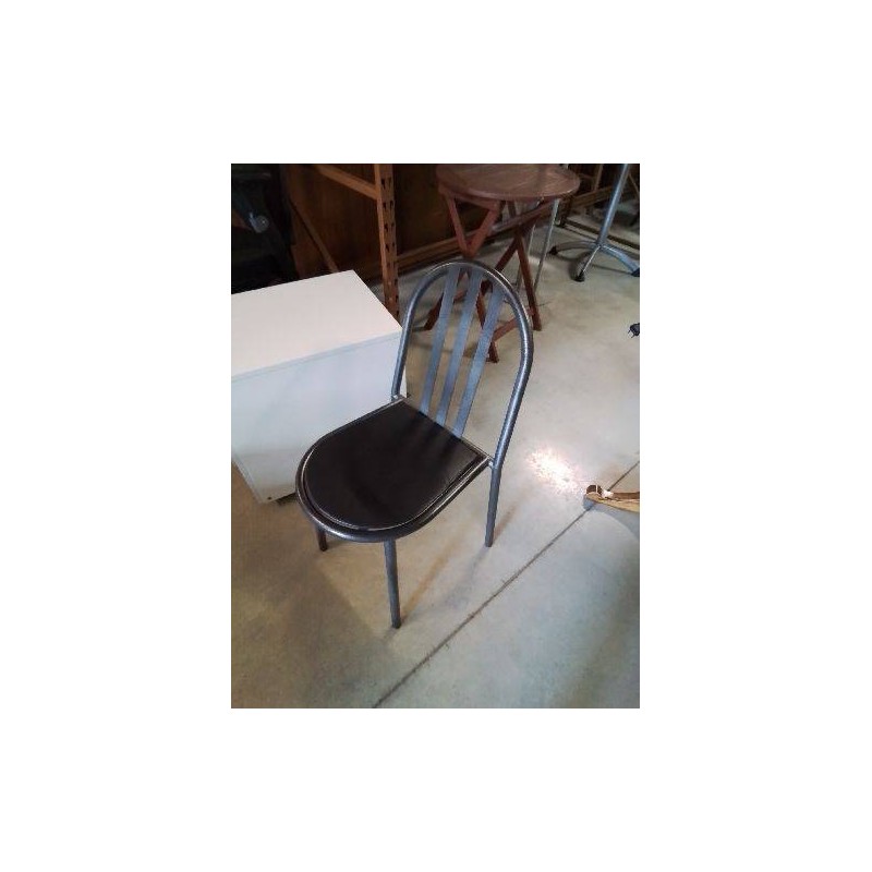  CHAISE MÉTAL ET CUIR NOIR ROBERT MALLET STEVENS