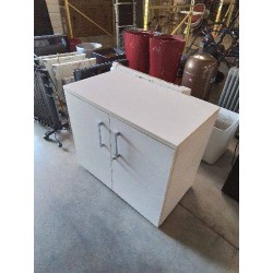 MEUBLE 2 PORTES BATTANTES BOIS BLANC 